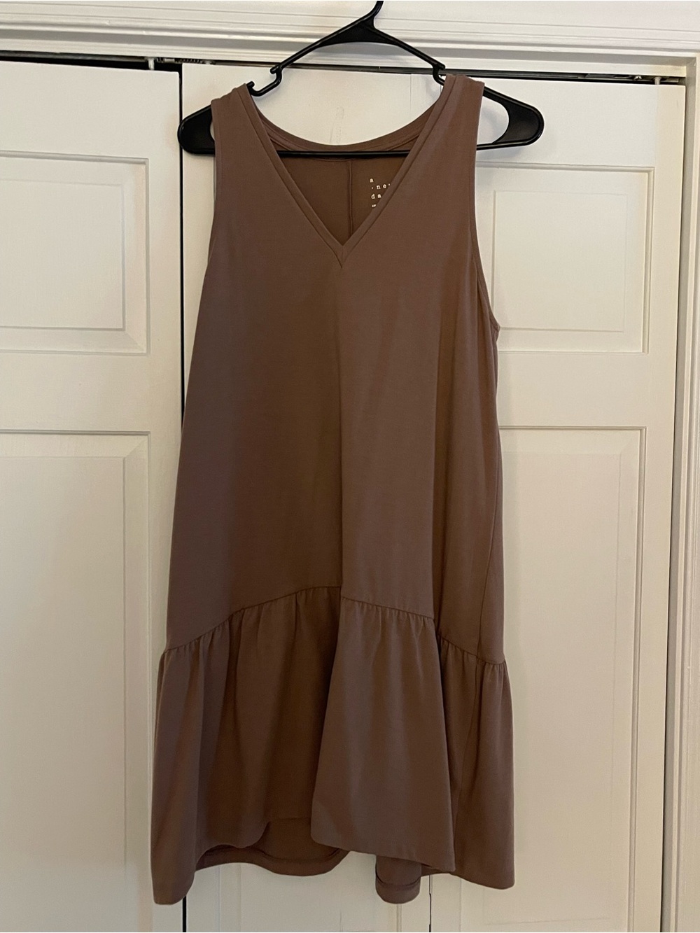 a new day Sleeveless V-Neck Tiered Brown Mini Dress